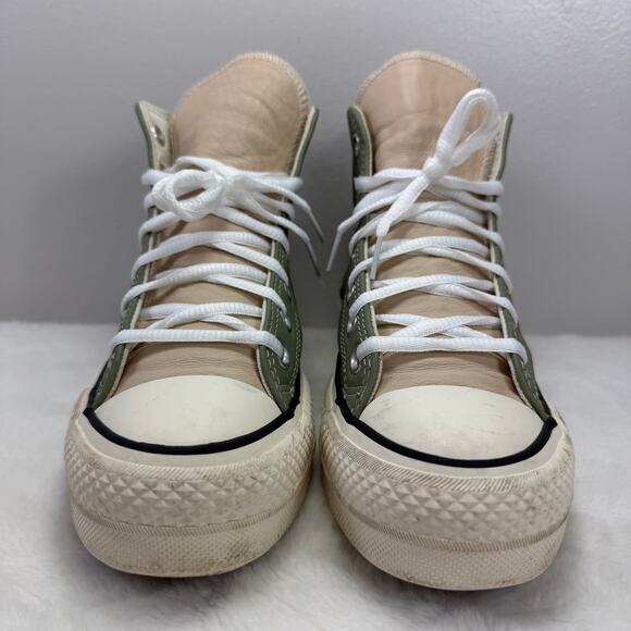 Converse CTAS Lift Platform Leather Sneakers Green Beige Women's 6.5 - Picture 3 of 10